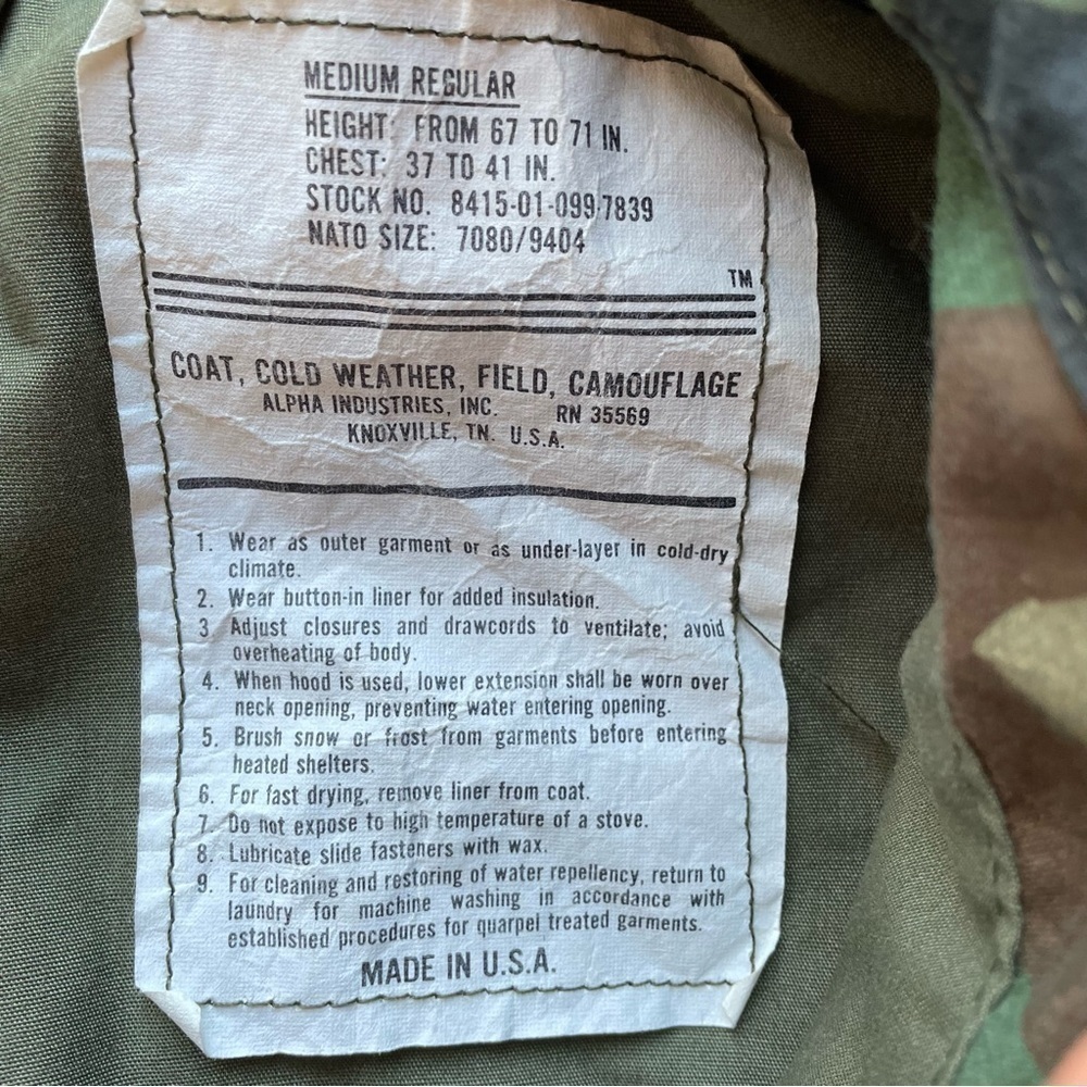 VINTAGE Military Field Utility Cold Weather WW2 Woodland Camo Coat Jacket - Picture 10 of 11
